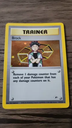 Pokemon TCG Card Brock 15/132 Gym Heroes Unlimited Holo Rare - Image 1