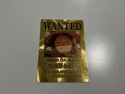 One Piece Wanted Poster Gold Fan Art Card Collectible - Monkey D Luffy - - Image 1