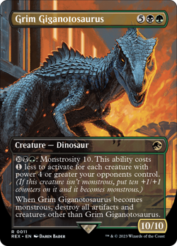 Grim Giganotosaurus (BORDERLESS) #11 | NM | Jurassic World Collection Magic MTG - Image 1