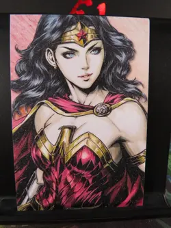 Wonder Woman DC Rare Glitter Art Card Collectible Comic Character CCG NM - Image 1