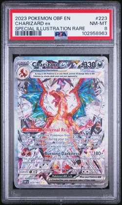 2023 POKEMON OBF EN-OBSIDIAN FLAMES SPECIAL ILLUSTRATION RARE CHARIZARD EX PSA 8 - Image 1