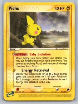 Pokemon Pichu #20/100 Non-Holo Rare - 2003 EX Sandstorm Set - LP - Image 1