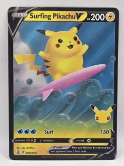 Pokemon TCG Surfing Pikachu 8/25 25th Anniversary Celebrations Ultra Rare - Image 1