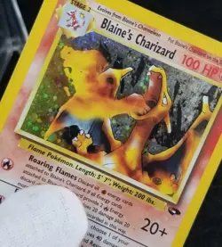 [HP/DMG](B) English Blaine's Charizard 2/132 Gym Challenge Holo Pokemon TCG - Image 1