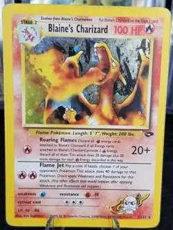 [HP/DMG](B) English Blaine's Charizard 2/132 Gym Challenge Holo Pokemon TCG - Image 2