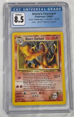 2000 GYM CHALLENGE ERROR FIGHTING SYMBOL HOLO BLAINE'S CHARIZARD #2 CGC 8.5 - Image 1
