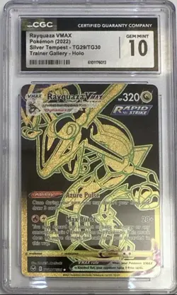 Rayquaza VMAX CGC 10 Secret Rare Holo Silver Tempest TG29/TG30 Trainer Gallery - Image 1