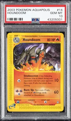 2003 POKEMON AQUAPOLIS #14 HOUNDOOM PSA 10 - Image 1