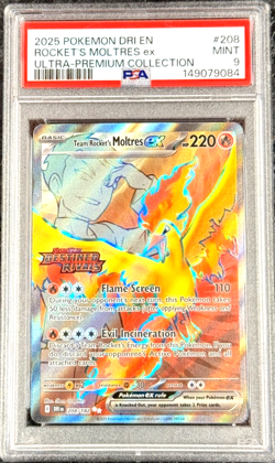 2025 POKEMON DRI ROCKET'S MOLTRES EX ULTRA-PREMIUM COLLECTION #208 STAMPED PSA 9 - Image 1