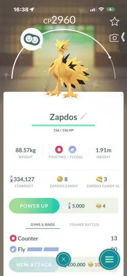 Pokemon Go (Stage 40) Shiny Legendary Galerian Zapdos ( 5 Shinys) - Image 2