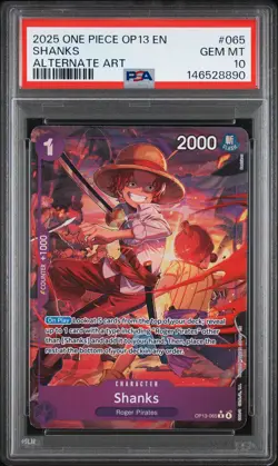 2025 ONE PIECE OP13-CARRYING ON HIS WILL ALTERNATE ART #065 SHANKS PSA 10 - Image 1