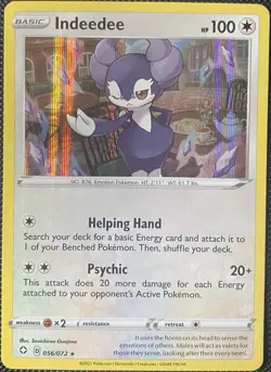 Indeedee 056/072 Shining Fates Holo - Pokemon Card - Image 1