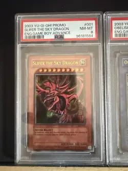 Yu-Gi-Oh PSA 8, 9, 8 2003 GBI Egyptian God Cards Set Slifer, Obelisk, Ra. (UR) - Image 2