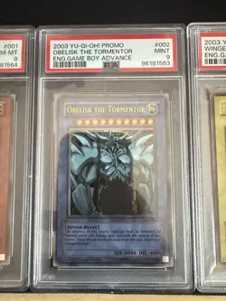 Yu-Gi-Oh PSA 8, 9, 8 2003 GBI Egyptian God Cards Set Slifer, Obelisk, Ra. (UR) - Image 3