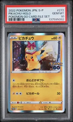 2022 POKEMON JPN S PROMO POKEMON GO CARD FILE SET #272 PIKACHU-HOLO PSA 10 - Image 1