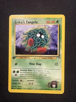 2000 Gym Heroes Erika's Tangela 79/132 1st Edition WotC Vintage TCG Card LP Con - Image 1