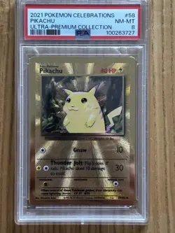 Pokemon 25th Anniversary Celebrations Gold Metal Pikachu Card 58/102 PSA 8 - Image 3