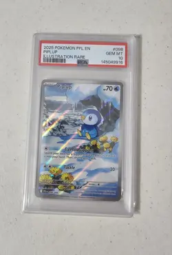 2025 POKEMON PFL EN-PHANTASMAL FLAMES ILLUSTRATION RARE #098 PIPLUP PSA 10 - Image 1