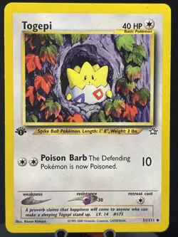 Pokemon Card - Togepi 1st Edition Neo Genesis 51/111 Uncommon - Image 1