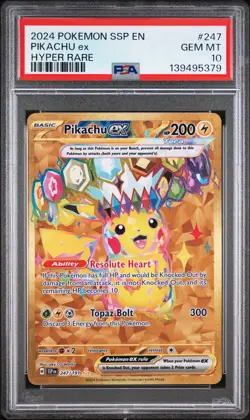 2024 POKEMON SSP EN-SURGING SPARKS HYPER RARE #247 PIKACHU EX PSA 10 - Image 1