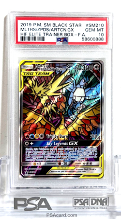NEW Pokemon TCG Hidden Fates EBT Promo Moltres Zapdos & Articuno GX SM210 PSA 10 - Image 1