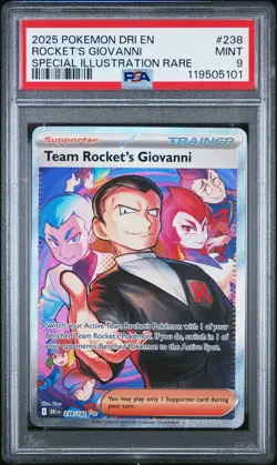 2025 POKEMON DRI EN-DESTINED RIVALS #238 TEAM ROCKET'S GIOVANNI PSA 9 - Image 1
