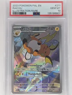 Pokemon TCG Raichu #211 PSA 10 Paldea Evolved Illustration Rare - Image 1