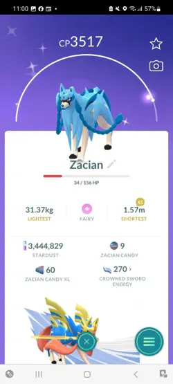 Pokemon Go Legendary Shiny Zacian ( High CP ) - Image 1