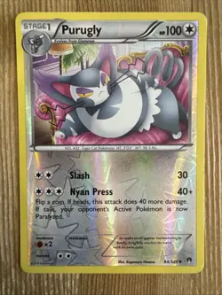 Purugly 94/122 XY Breakpoint REVERSE HOLO Pokemon LP - Image 1