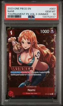 2023 ONE PIECE PROMO TOURNAMENT PACK VOL.3 WINNER #ST01-007 NAMI PSA 10 - Image 1