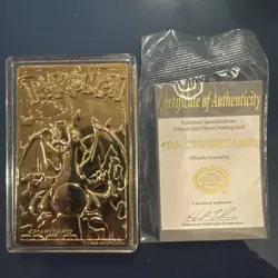 1999 Pokemon Charizard Gold Bar Card And Ball Burger King 23K Plated - Image 2
