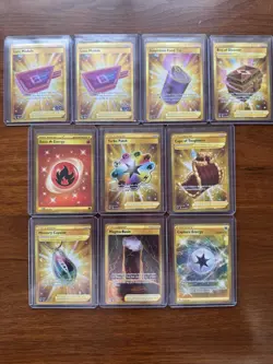 Pokemon TCG GOLD Hyper Rare Trainer Card Lot Of 10 Items - Image 1