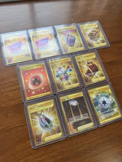 Pokemon TCG GOLD Hyper Rare Trainer Card Lot Of 10 Items - Image 2