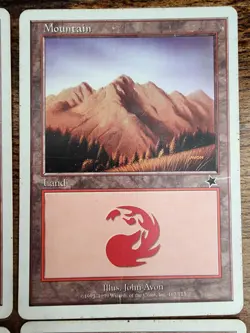 MTG ⭐Starter 1999 Basic Land Mountain Set MP ⭐4x: 1x of Each Art ⭐Vintage Magic - Image 4