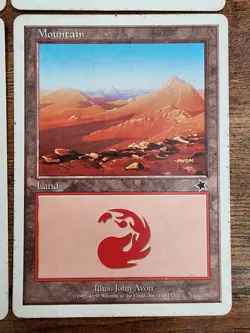 MTG ⭐Starter 1999 Basic Land Mountain Set MP ⭐4x: 1x of Each Art ⭐Vintage Magic - Image 5