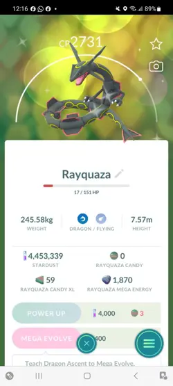 Pokemon Go Shiny Legendary Rayquaza - Image 1