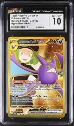 Team Rocket's Crobat EX *CGC 10* Hyper Rare *Destined Rivals* #242 * Pokemon - Image 1
