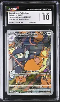 Team Rocket's Raticate *CGC 10* Illustration Rare *Destined Rivals* #202*Pokemon - Image 1