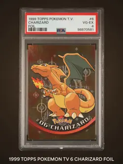 1999 TOPPS POKEMON TV CHARIZARD #6 FOIL PSA 4 EX VINTAGE CHARIZARD TV 🔥🔥🔥 - Image 1