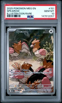POKEMON MEG EN-MEGA EVOLUTION #151 SPEAROW ILLUSTRATION RARE IR PSA 10 - Image 1