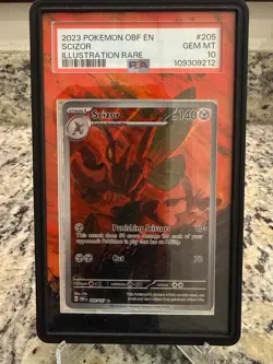 2023 Pokemon Scizor #205 IR Obsidian Flames PSA 10 W/ Case & Extended Artwork - Image 1
