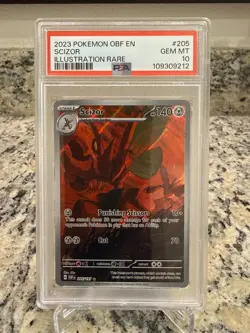 2023 Pokemon Scizor #205 IR Obsidian Flames PSA 10 W/ Case & Extended Artwork - Image 3