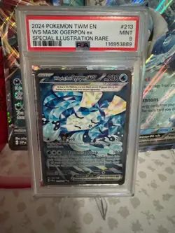 2024 POKEMON TWM EN-TWILIGHT MASQUERADE #213 WELLSPRING MASK OGERPON EX PSA 9 - Image 1