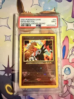 2001 POKEMON GAME MOVIE POKEMON 3 MOVIE PROMO #34 ENTEI-REVERSE FOIL PSA 9 - Image 1