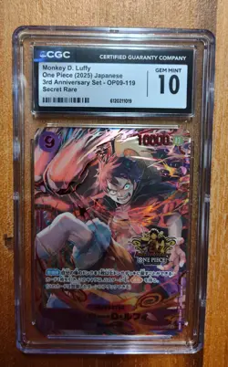 2025 One Piece JP 3rd Anniversary Set OP09-119 Monkey D Luffy Secret Rare CGC 10 - Image 1