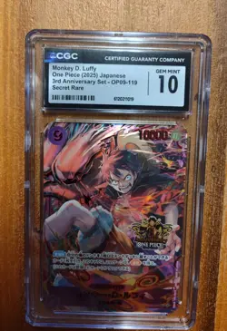 2025 One Piece JP 3rd Anniversary Set OP09-119 Monkey D Luffy Secret Rare CGC 10 - Image 2