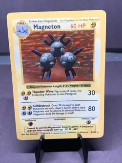 Pokemon TCG Magneton Base Set Shadowless 9/102 Holo Rare WOTC VTG 1999 MP - Image 1