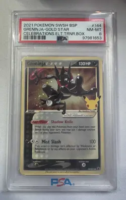 Pokemon Greninja Gold Star SWSH144 Promo Holo 130 HP PSA 8 Celebrations Card - Image 1