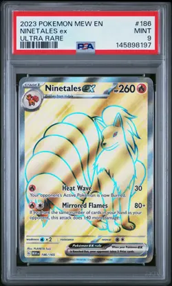 2023 POKEMON MEW EN-151 ULTRA RARE #186 NINETALES EX PSA 9 - Image 1