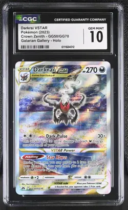 CGC 10 Darkrai Vstar GG50/GG70 Pokemon Crown Zenith Galarian Gallery - Image 1